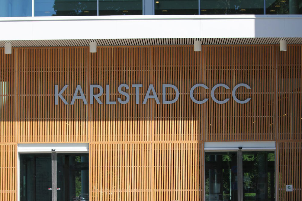 KCCCs fasad med logga på